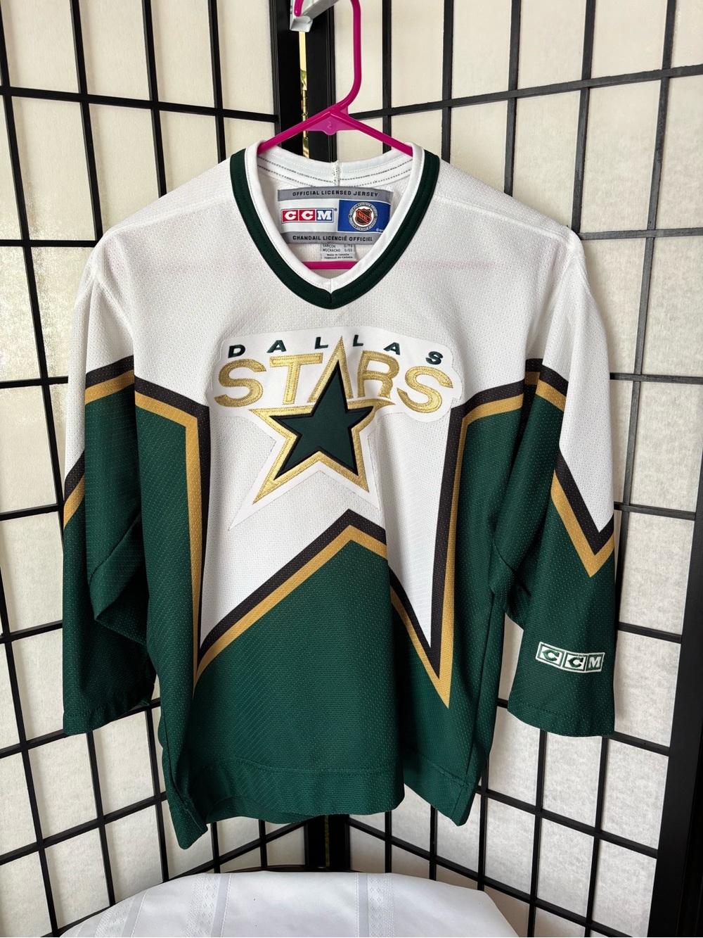 CCM Dallas Stars White, Green & Gold Hockey Jersey